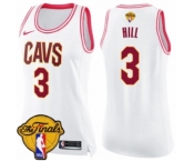 Women's Nike Cleveland Cavaliers #3 George Hill Swingman White Pink Fashion 2018 NBA Finals Bound NBA Jersey