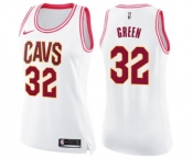 Women's Nike Cleveland Cavaliers #32 Jeff Green Swingman White Pink Fashion NBA Jersey