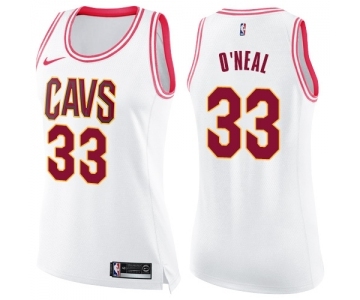 Women's Nike Cleveland Cavaliers #33 Shaquille O'Neal Swingman White Pink Fashion NBA Jersey