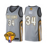 Women's Nike Cleveland Cavaliers #34 Tyrone Hill Swingman Gray 2018 NBA Finals Bound NBA Jersey - City Edition