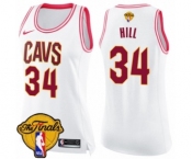 Women's Nike Cleveland Cavaliers #34 Tyrone Hill Swingman White Pink Fashion 2018 NBA Finals Bound NBA Jersey