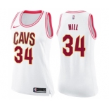 Women's Nike Cleveland Cavaliers #34 Tyrone Hill Swingman White Pink Fashion NBA Jersey