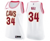 Women's Nike Cleveland Cavaliers #34 Tyrone Hill Swingman White Pink Fashion NBA Jersey