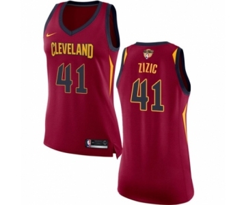 Women's Nike Cleveland Cavaliers #41 Ante Zizic Authentic Maroon 2018 NBA Finals Bound NBA Jersey - Icon Edition