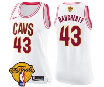 Women's Nike Cleveland Cavaliers #43 Brad Daugherty Swingman White Pink Fashion 2018 NBA Finals Bound NBA Jersey