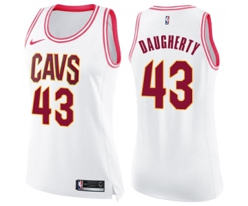 Women's Nike Cleveland Cavaliers #43 Brad Daugherty Swingman White Pink Fashion NBA Jersey