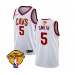 Women's Nike Cleveland Cavaliers #5 J.R. Smith Authentic White 2018 NBA Finals Bound NBA Jersey - Association Edition