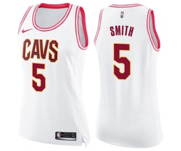 Women's Nike Cleveland Cavaliers #5 J.R. Smith Swingman White Pink Fashion NBA Jersey