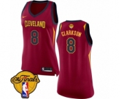 Women's Nike Cleveland Cavaliers #8 Jordan Clarkson Authentic Maroon 2018 NBA Finals Bound NBA Jersey - Icon Edition