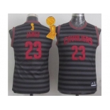 NBA Youth Cavaliers #23 LeBron James Black Grey Groove The Champions Patch Stitched Jerseys