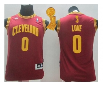 NBA Youth Revolution 30 Cavaliers #0 Kevin Love Red The Champions Patch Stitched Jerseys