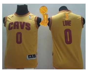 NBA Youth Revolution 30 Cleveland Cavaliers #0 Kevin Love Gold The Champions Patch Stitched Jerseys