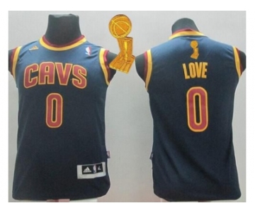 NBA Youth Revolution 30 Cleveland Cavaliers #0 Kevin Love Navy Blue The Champions Patch Stitched Jerseys