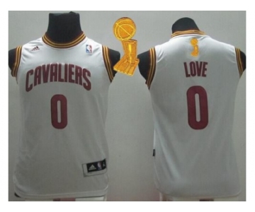 NBA Youth Revolution 30 Cleveland Cavaliers #0 Kevin Love White The Champions Patch Stitched Jerseys