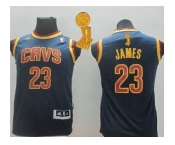 NBA Youth Revolution 30 Cleveland Cavaliers #23 LeBron James Dark Blue The Champions Patch Stitched Jerseys