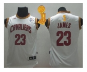 NBA Youth Revolution 30 Cleveland Cavaliers #23 LeBron James White The Champions Patch Stitched Jerseys