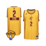 Youth Adidas Cleveland Cavaliers #2 Kyrie Irving Swingman Gold 2014-15 Christmas Day 2017 The Finals Patch NBA Jersey