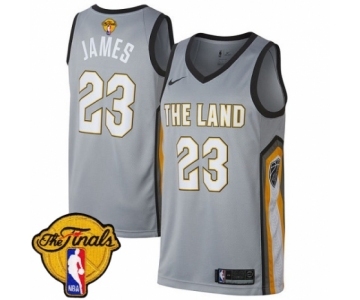 Youth Nike Cleveland Cavaliers #23 LeBron James Swingman Gray 2018 NBA Finals Bound NBA Jersey - City Edition