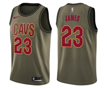 Youth Nike Cleveland Cavaliers #23 LeBron James Swingman Green Salute to Service NBA Jersey