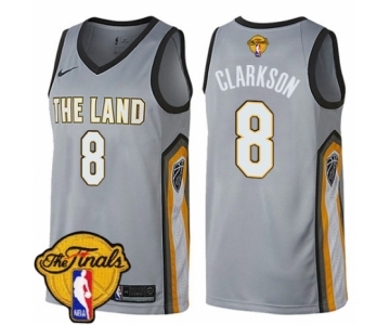 Youth Nike Cleveland Cavaliers #8 Jordan Clarkson Swingman Gray 2018 NBA Finals Bound NBA Jersey - City Edition