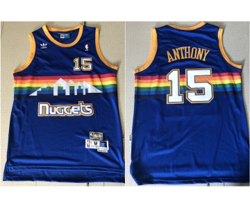 Denver Nuggets #15 Carmelo Anthony Blue Rainbow Swingman Throwback Jersey