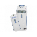 Men Adidas Denver Nuggets #1 Jameer Nelson Authentic White Home NBA Jersey