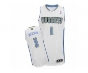 Men Adidas Denver Nuggets #1 Jameer Nelson Authentic White Home NBA Jersey