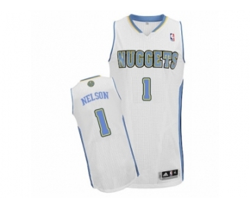 Men Adidas Denver Nuggets #1 Jameer Nelson Authentic White Home NBA Jersey