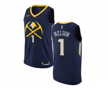 Men Nike Denver Nuggets #1 Jameer Nelson Authentic Navy Blue NBA Jersey - City Edition