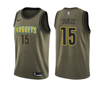 Men Nike Denver Nuggets #15 Nikola Jokic Green Salute to Service NBA Swingman Jersey