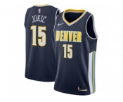 Men Nike Denver Nuggets #15 Nikola Jokic Navy Stitched NBA Swingman Jersey