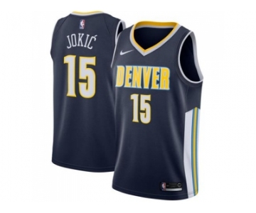 Men Nike Denver Nuggets #15 Nikola Jokic Navy Stitched NBA Swingman Jersey