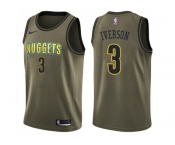 Men Nike Denver Nuggets #3 Allen Iverson Green Salute to Service NBA Swingman Jersey