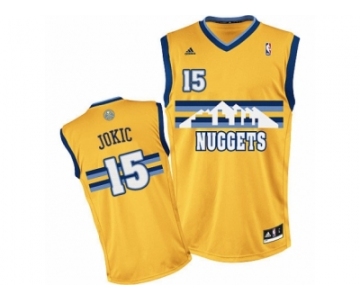 Men's Adidas Denver Nuggets #15 Nikola Jokic Swingman Gold Alternate NBA Jersey