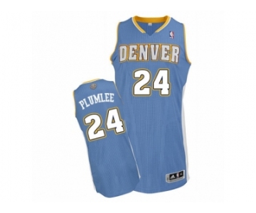 Men's Adidas Denver Nuggets #24 Mason Plumlee Authentic Light Blue Road NBA Jersey