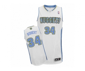 Men's Adidas Denver Nuggets #34 Roy Hibbert Authentic White Home NBA Jersey