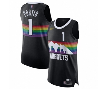 Men's Denver Nuggets #1 Michael Porter Authentic Black Basketball Jersey - 2019-20 City Edition