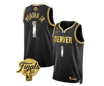 Men's Denver Nuggets #1 Michael Porter Jr. Black 2023 Finals Collection With NO.6 Patch Stitched Basketball Jersey