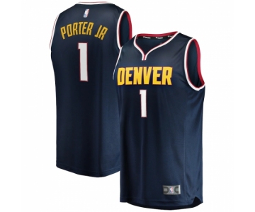 Men's Denver Nuggets #1 Michael Porter Jr. Fanatics Branded Navy 2020-21 Fast Break Replica Jersey