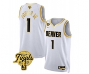 Men's Denver Nuggets #1 Michael Porter Jr. White 2023 Finals Collection With NO.6 Patch Stitched Basketball Jersey