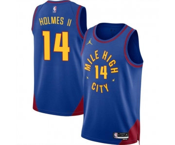 Men's Denver Nuggets #14 DaRon Holmes II Blue 2024 Draft Statement Edition Stitched Basketball Jersey