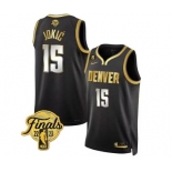 Men's Denver Nuggets #15 Nikola Jokic Black 2023 Finals Collection With NO.6 Patch Stitched Basketball Jersey