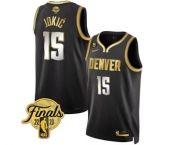 Men's Denver Nuggets #15 Nikola Jokic Black 2023 Finals Collection With NO.6 Patch Stitched Basketball Jersey