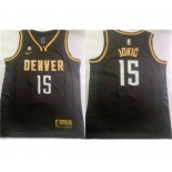 Men's Denver Nuggets #15 Nikola Jokic Black With NO.6 Patch Stitched Jersey