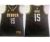 Men's Denver Nuggets #15 Nikola Jokic Black With NO.6 Patch Stitched Jersey