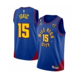 Men's Denver Nuggets #15 Nikola Jokic Blue 2022-23 Statement Edition With NO.6 Patch Stitched Jersey