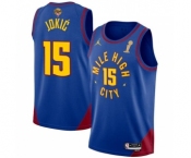 Men's Denver Nuggets #15 Nikola Jokic Blue 2023 Finals Champions Statement Edition Stitched Basketball Jersey