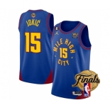 Men's Denver Nuggets #15 Nikola Jokic Blue 2023 Finals Statement Edition With NO.6 Patch Stitched Basketball Jersey