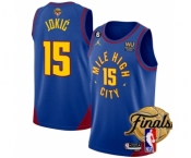 Men's Denver Nuggets #15 Nikola Jokic Blue 2023 Finals Statement Edition With NO.6 Patch Stitched Basketball Jersey