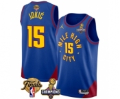 Men's Denver Nuggets #15 Nikola Jokic Blue 2023 Nuggets Champions Patch And Finals Patch Statemenr Edition Stitched Basketball Jersey